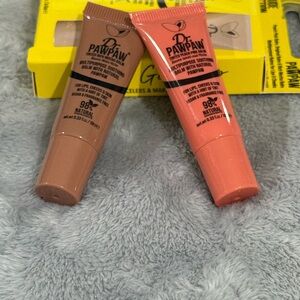 Pawpaw Mini Nudes Tinted Peach Pink & Tinted Mocha Multiuse Balm, lips, cheeks